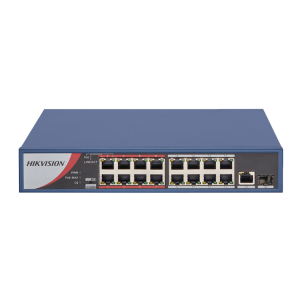 [DS-3E0318P-E/M(B)] Switch PoE Non Manageable 16 Port Fast Ethernet