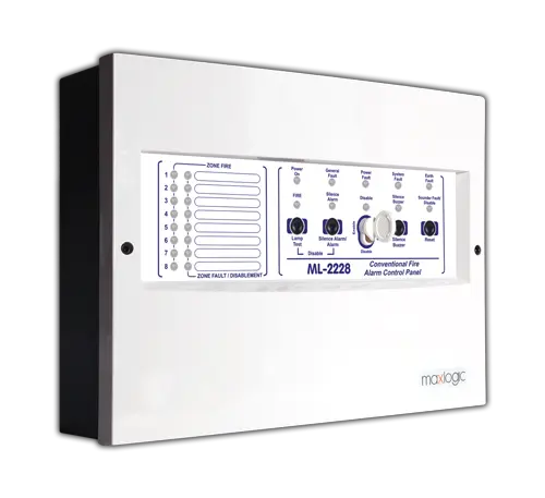 Centrale d’alarme incendie conventionnelle Maxlogic, 8 zones