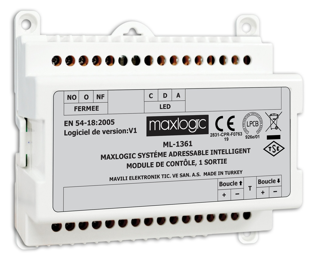 [ML-1361] Module de commande à relais du système intelligent adressable Maxlogic