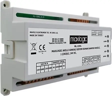 [ML-1356] Systeme adressable d’inteligent panneau de controle des amortisseur de fumee,1 sortie 24V DC, Maxlogic