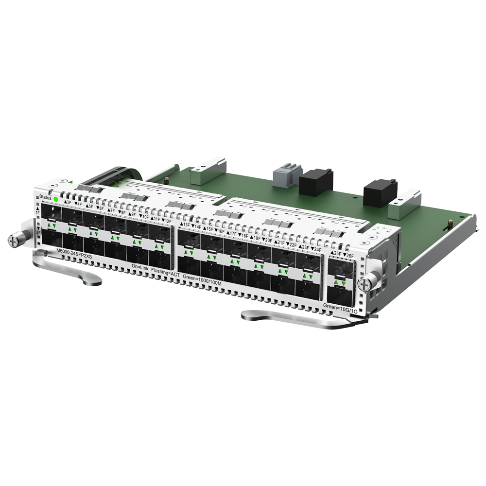 Carte interface 24 ports Ethernet Gb fibre (SFP, LC) + 2 ports Ethernet 10 Gb fibre (SFP+, LC)
