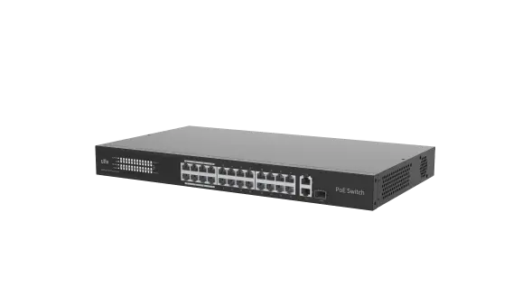 Switch PoE manageable via le cloud avec 24 ports PoE (802.3af/at) + uplinks Gigabit, jusqu’à 370 W au total et 30 W par port