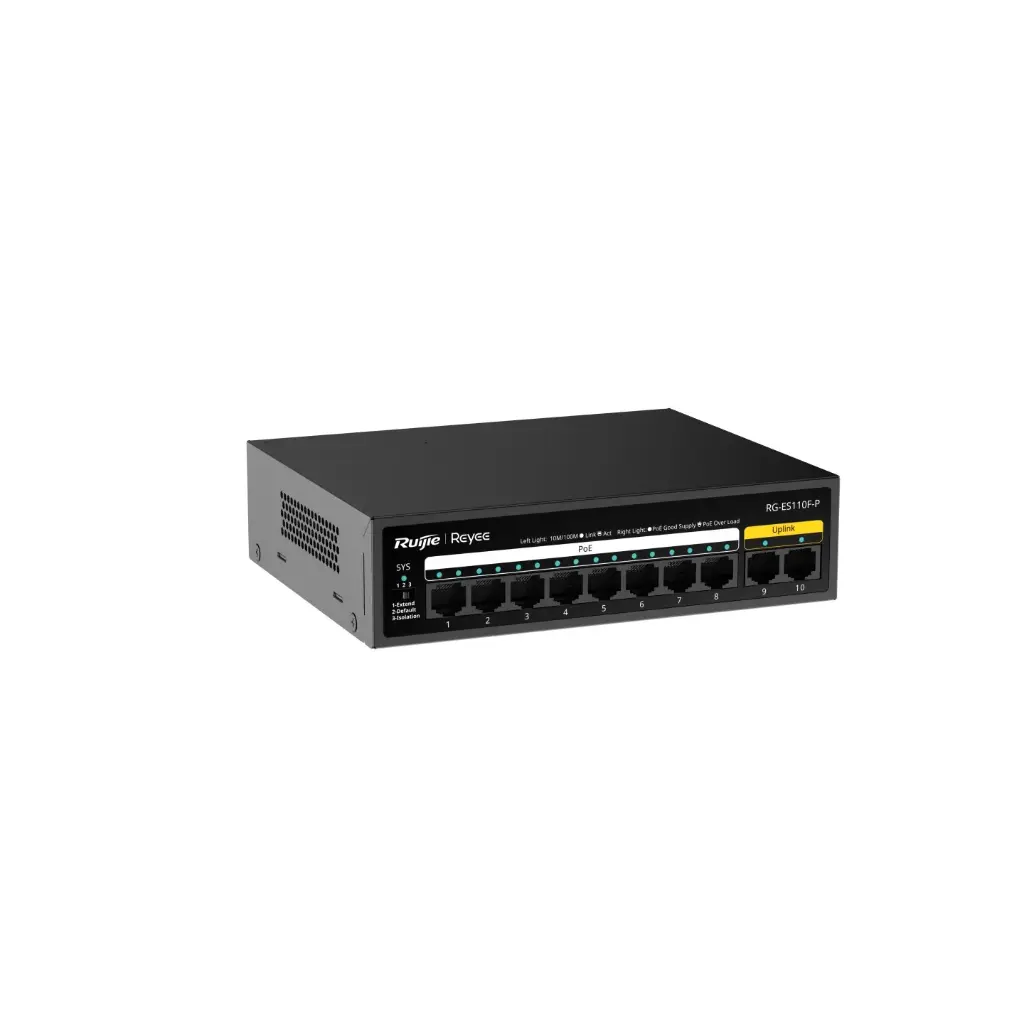 [RG-ES110F-P] Switch PoE, non manageable 10-Port 10/100 Mbps,
