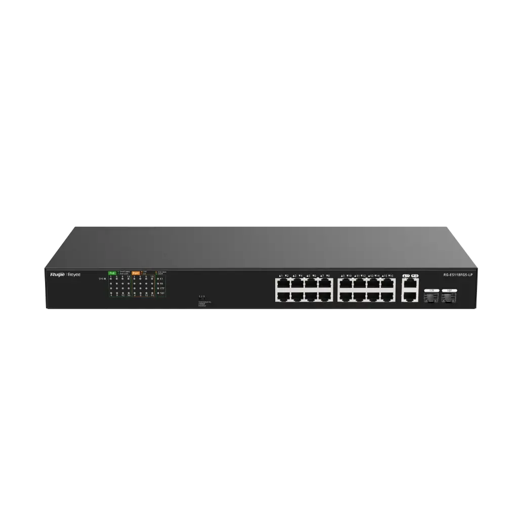 [RG-ES118FGS-LP] Switch POE, non manageable 16-Port 10/100 Mbps with 2-Port Gb
