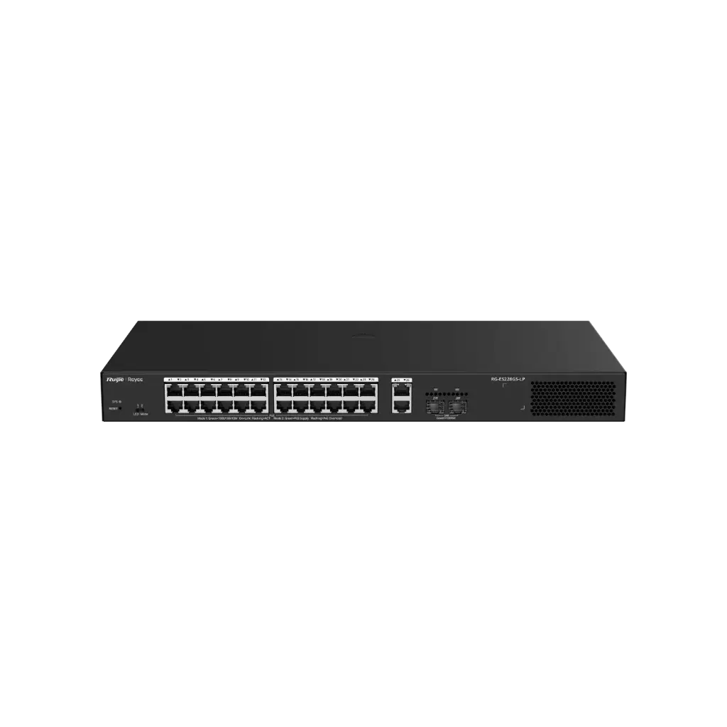 [RG-ES228GS-LP] Switch PoE Manageable, L2, 24 x 10/100/1000BASE-T Ports PoE+, 2 x 10/100/1000BASE-T Ports, 2 x 1GE SFP Ports, 250 W