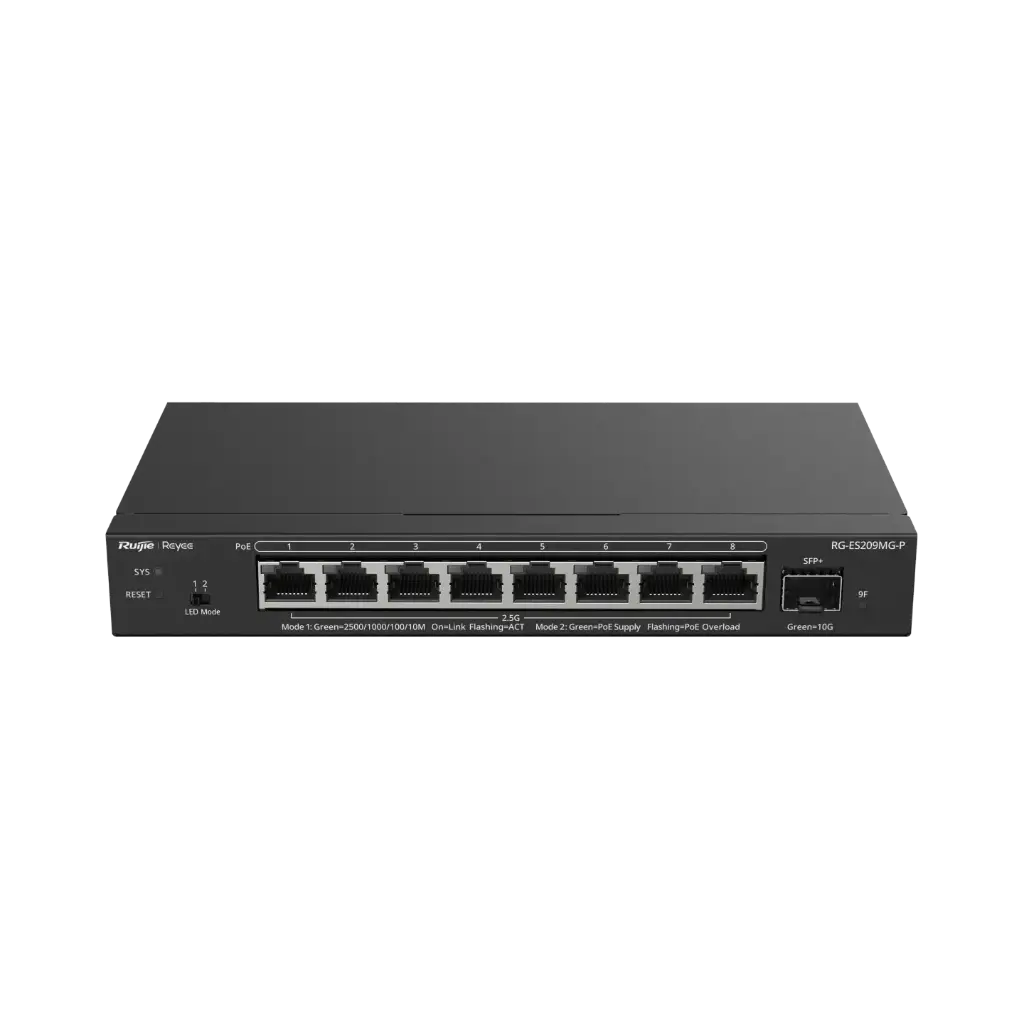 [RG-ES209MG-P] Switch PoE de 8 ports de 2,5G Manageable, 1 liaison montante de 10G, L2